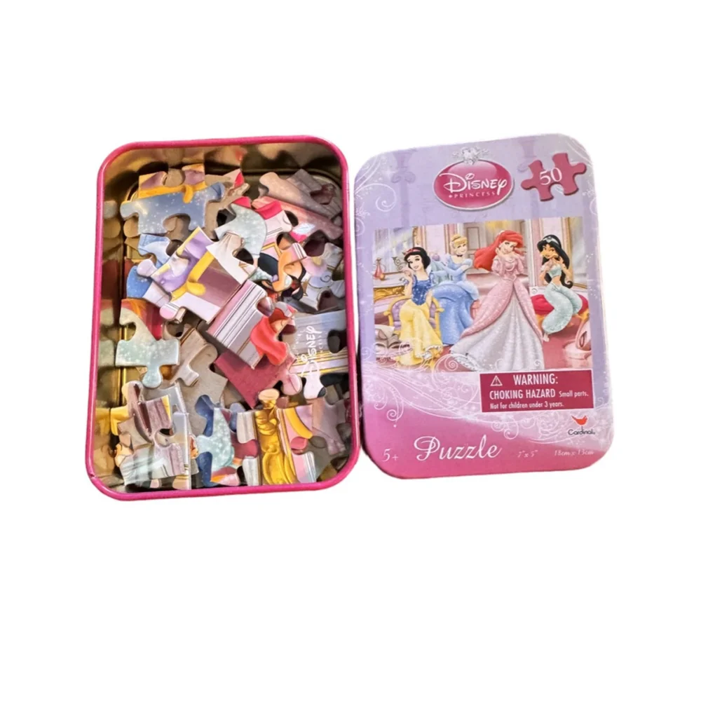 Disney Princess Wishes Card Game & Disney Princess 50 Piece Puzzle in Tin Box